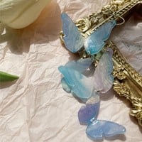 Fantasy Dreamy Blue Symphony Butterfly Long Beautiful Women Earrings Earclips - Thumbnail 2