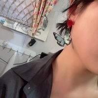 Fantasy Dark Gold Foil Glitter Red Rose Mysterious Gradient Blue Green Butterfly Long Beautiful Women Earrings Earclips - Thumbnail 6