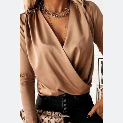 Sexy V-Neck Temperament Elegant Long-Sleeved Loose Shirt