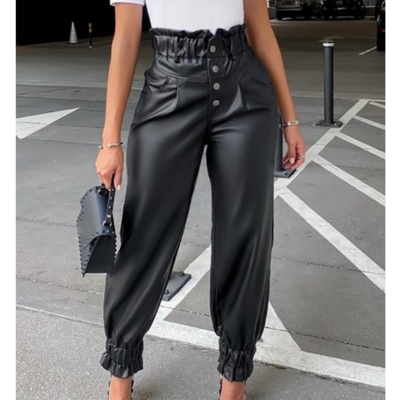 Women's black casual elegant trousers