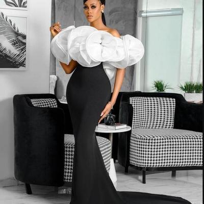 Plus size arabic aso ebi black stylish sexy prom dresses mermaid strapless satin evening formal party second reception gowns