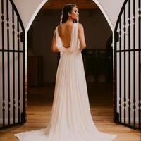 Bohemian Deep V Neck Pleats Chiffon Wedding Dresses Sexy Backless Boho Beach Wedding Gowns  A Line Bridal Dress Vestidos de novia - Thumbnail 3