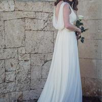 Bohemian Deep V Neck Pleats Chiffon Wedding Dresses Sexy Backless Boho Beach Wedding Gowns  A Line Bridal Dress Vestidos de novia - Thumbnail 2