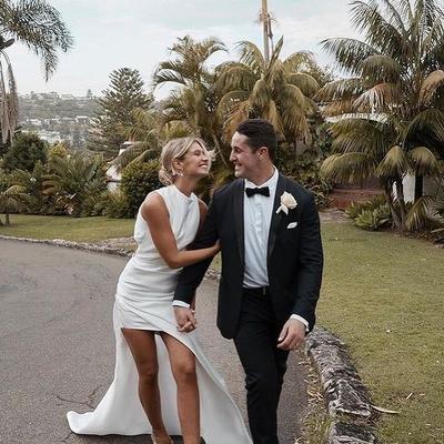 Wonderful high neck ivory wedding dresses with side slit - Thumbnail 1