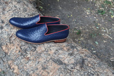 Handmade Men Genuine Leather Ostrich Loafers Blue Dress Shoes 