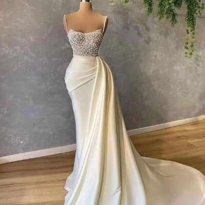 Elegant wedding dresses bridal gown mermaid with beading - Thumbnail 2