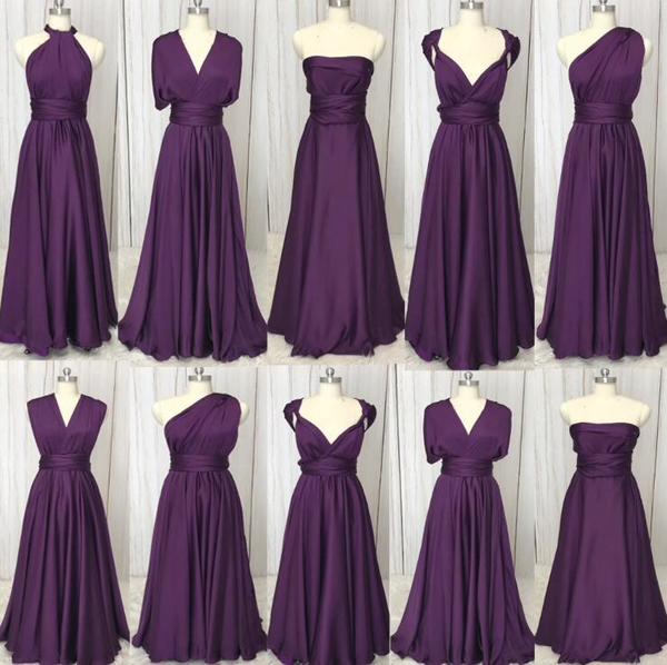 Simple purple long bridesmaid dresses cheap wedding guest dresses