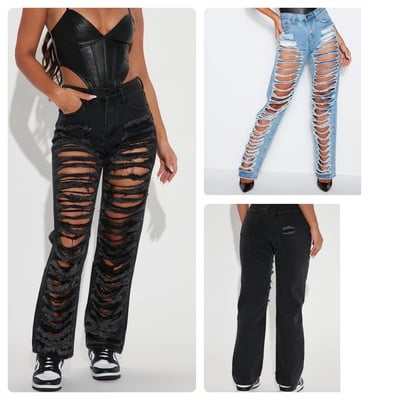 Shredded denim jeans -td - Thumbnail 3