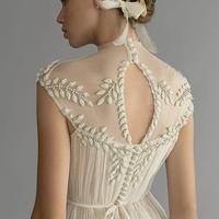 Simple A Line Chana Marelus Wedding Dresses High Neck Sleeveless Tulle Lace Applique Sash Wedding Gowns Floor Length robe de mariée - Thumbnail 3