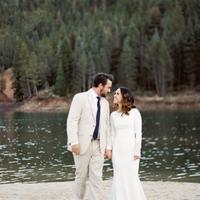 Simple Mermaid Ivory Modest Wedding Dresses With Long Sleeves - Thumbnail 1
