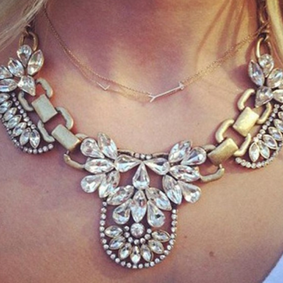 Crystal cluster bib necklace