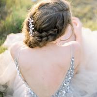 Bing Sequins Beaded SummerHoliday Wedding Dress Low Back Tulle Slver Bridal Gowns - Thumbnail 1