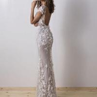 Dimitrius Dalia Mermaid Wedding Dresses with Detachable Train Cap Sleeve 3D Floral Lace Backless Beach Trumpet Bride Wedding Gown - Thumbnail 2