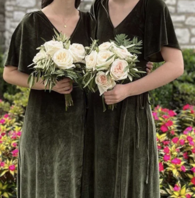 Floor Length V Neck Velvet Bridesmaid Dresses for Wedding Party 