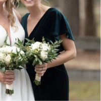 Casual Bridesmaid Dresses V Neck Velvet Guest Dresses - Thumbnail 1