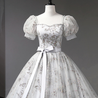 Gray Tulle Sequins Long Prom Dress, Gray Formal Evening Dress - Thumbnail 2