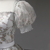 Gray Tulle Sequins Long Prom Dress, Gray Formal Evening Dress - Thumbnail 4