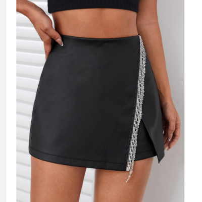 Women's fashion rhinestone high waist skirt