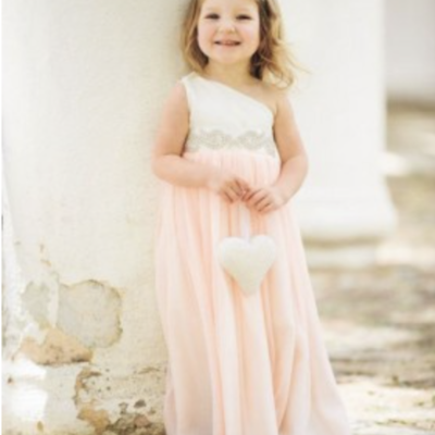 One shoulder flower girl dresses waist with beaded