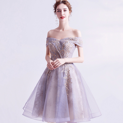 Purple tulle sequins short prom dress, cute a-line homecoming dress - Thumbnail 2