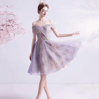 Purple Tulle Sequins Short Prom Dress, Cute A-Line Homecoming Dress - Thumbnail 2