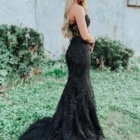 Elegant Mermaid Sweetheart Black Lace Prom Dresses - Thumbnail 1