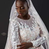 Pink Ball Gown Tulle Long Sleeve Lace Wedding Dress Bridal Gowns - Thumbnail 2