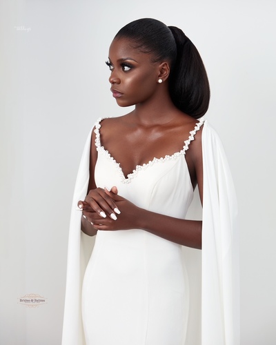 Simple Mermaid Wedding Dress Bridal Gowns with Detachable Cape