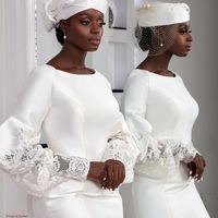 Unique Mermaid Long Sleeve Lace Wedding Dress Bridal Gowns - Thumbnail 3