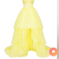 Fashion One Shoulder Yellow Tulle Prom Dress - Thumbnail 3
