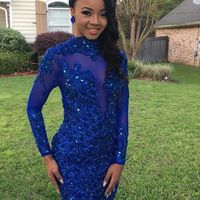 Royal Blue Mermaid Lace Prom Dress Evening Gowns - Thumbnail 1