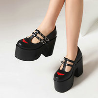 Bat Pattent Strappy Platform Mary Janes Shoes  - 2colors - Thumbnail 2