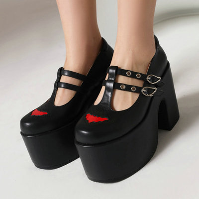 Bat pattent strappy platform mary janes shoes  - 2colors - Thumbnail 3