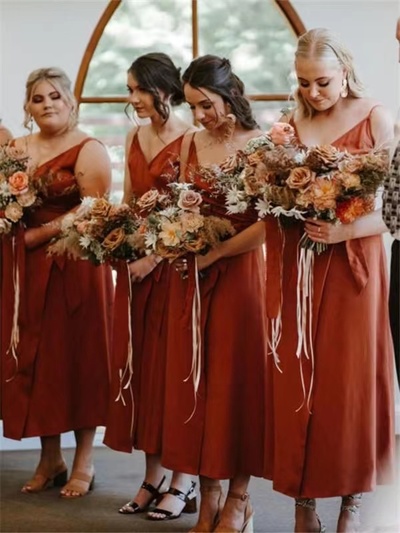  Plus Size Bridesmaid Dresses Burnt Orange BD008
