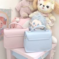 Japanese School Girl College Student Matte Pastel Pink Blue Black Brown Messenger Bag - Thumbnail 4