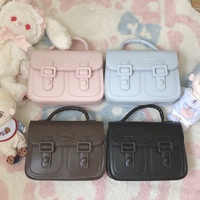 Japanese School Girl College Student Matte Pastel Pink Blue Black Brown Messenger Bag - Thumbnail 3
