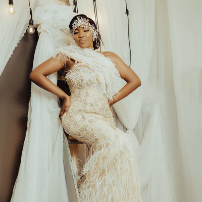 Luxury mermaid beaded crystal feathers wedding dressbridal gowns - Thumbnail 5