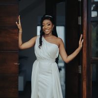 Simple Mermaid One Shoudler Wedding Dress Bridal Gowns - Thumbnail 3