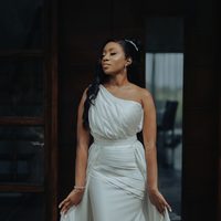 Simple Mermaid One Shoudler Wedding Dress Bridal Gowns - Thumbnail 5