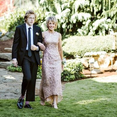 Pink sequins lace mother of bride dress