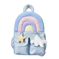 Rainbow Pastel Colorful Blue Purple Star Cloud Cute Y2K Women Large Capacity School Bag Backpack - Thumbnail 9