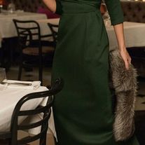 Emread Green Sheath Tea-length Mother of Bride and Groom Dress Evening Gowns