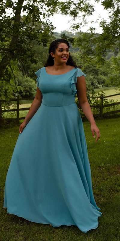 Plus Size Blue Chiffon Mother of Bride Dress Evening Dress