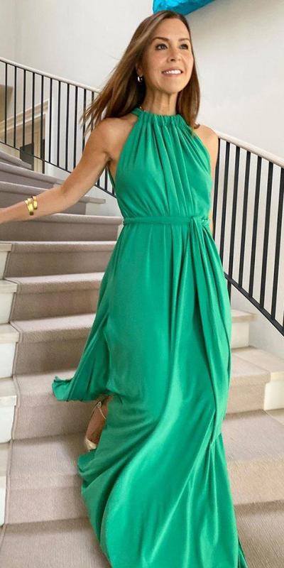 Green Halter Chiffon Mother of Bride Dress Evening Dress