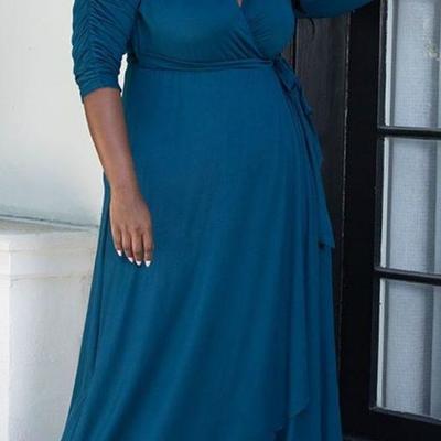 Plus size navy blue a line chiffon mother of bride and groom dress evening dress