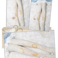 Constellation Golden Compass Starry Sky Stars Dream Witch Princess Black & White Stockings Pantyhose Garment - Thumbnail 4
