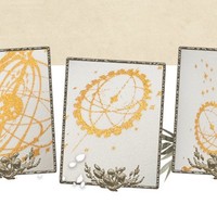 Constellation Golden Compass Starry Sky Stars Dream Witch Princess Black & White Stockings Pantyhose Garment - Thumbnail 5