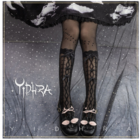 Classic Ribbon Bow Lace Princess Black & White Stockings Pantyhose Garment - Thumbnail 3