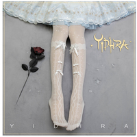 Classic Ribbon Bow Lace Princess Black & White Stockings Pantyhose Garment - Thumbnail 1