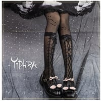 Classic Ribbon Bow Lace Princess Black & White Stockings Pantyhose Garment - Thumbnail 4